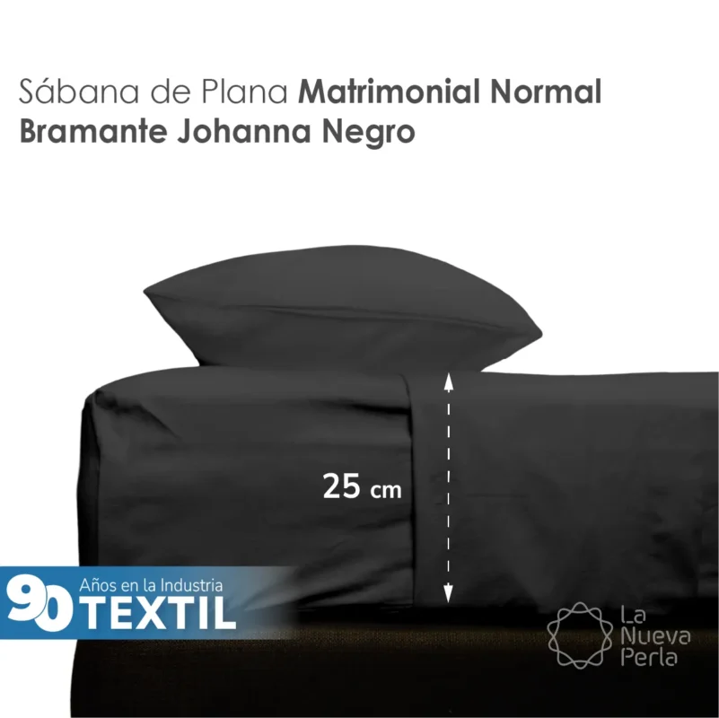 Sábana Plana Matrimonial Manta Bramante – 2.20 X 2.70 m Negro