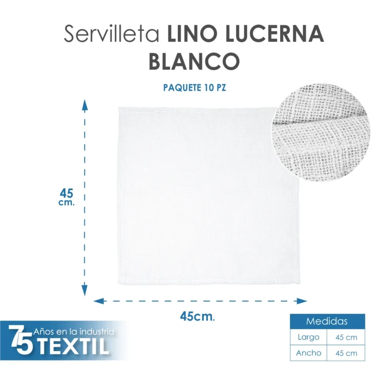 Servilleta Lino Lucerna 45x45 cm Blanco