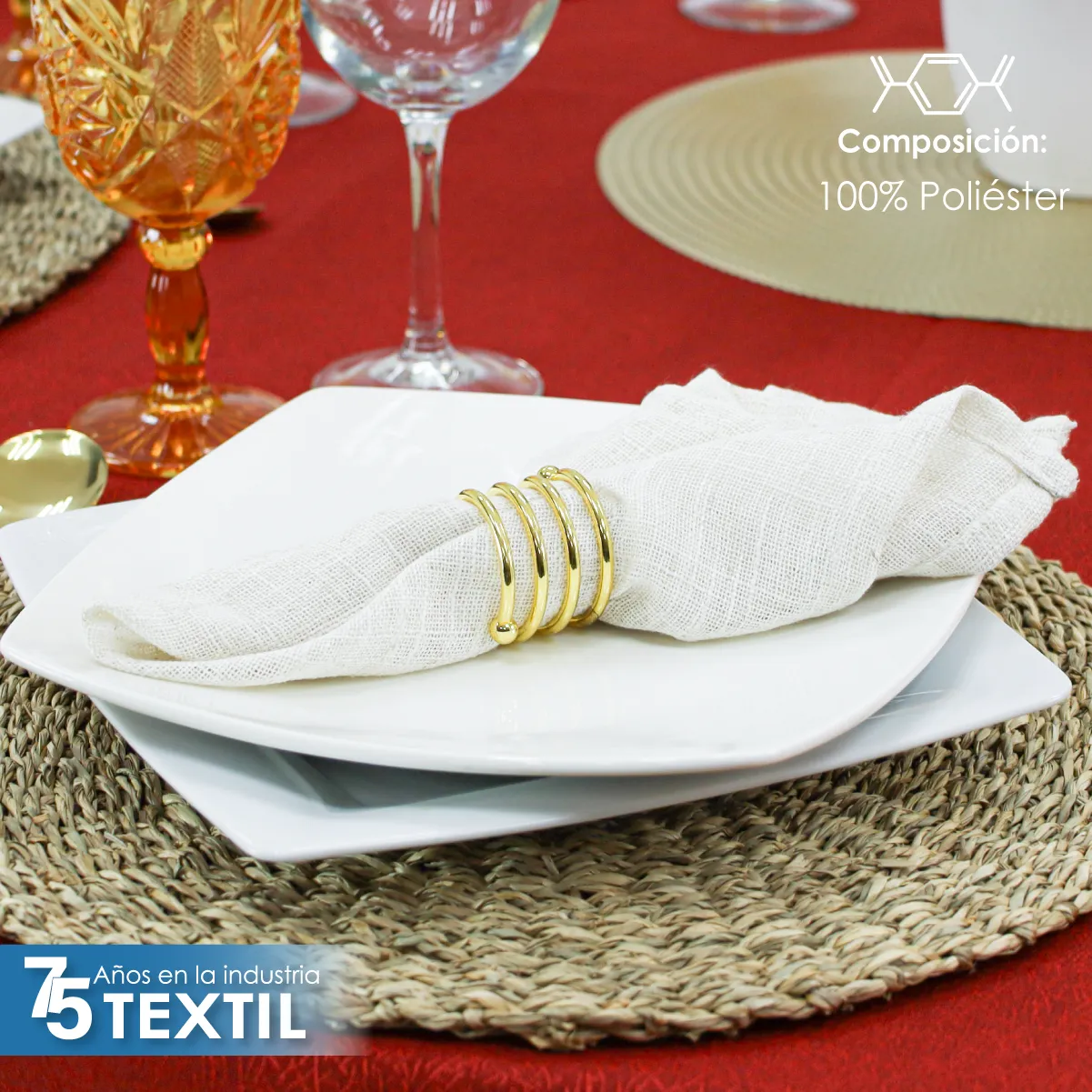 Servilleta Lino Lucerna 45x45 cm Blanco: imagen 3