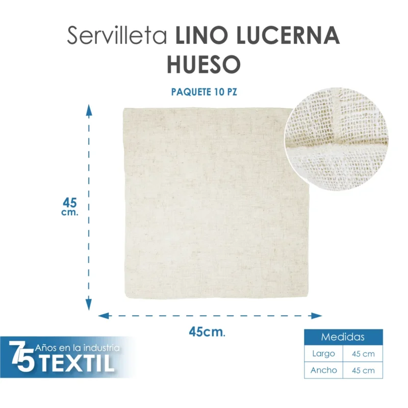 Servilleta Lino Lucerna 45x45 cm Hueso