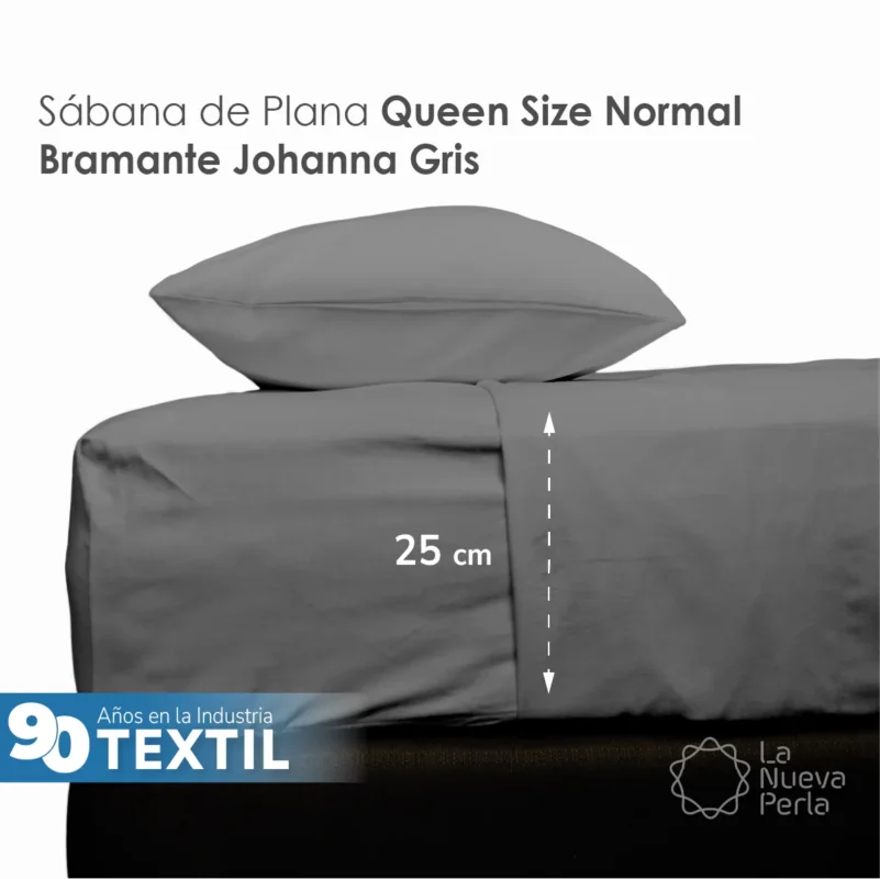Sábana Plana Queen Size Manta Bramante – 2.35 X 2.70 m Gris