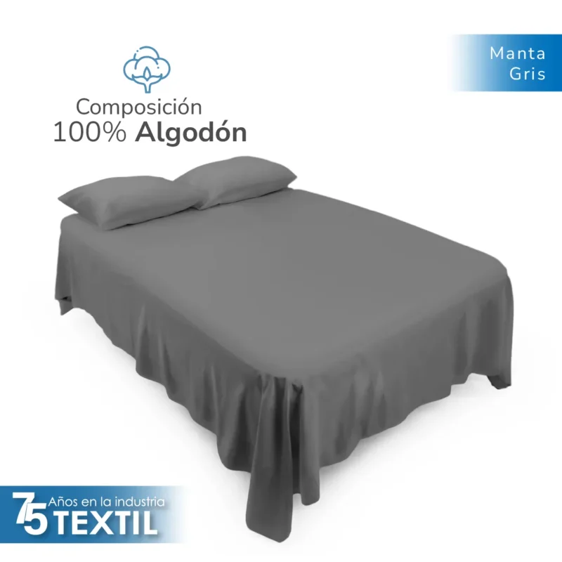 Sábana Plana Individual Manta Bramante – 1.80 X 2.70 m Gris