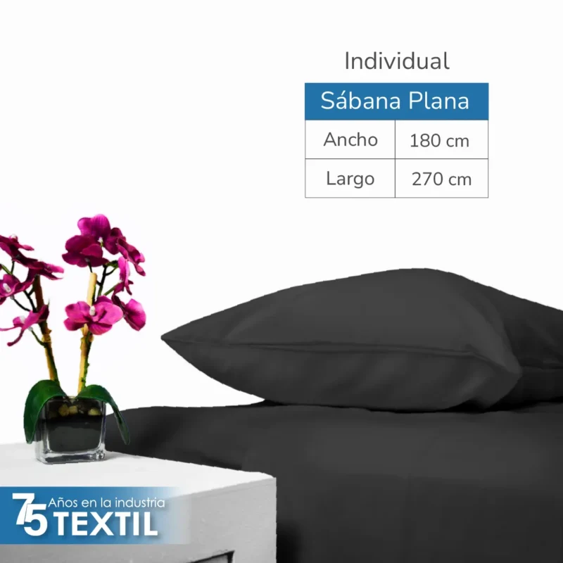Sábana Plana Individual Manta Bramante – 1.80 X 2.70 m Negro