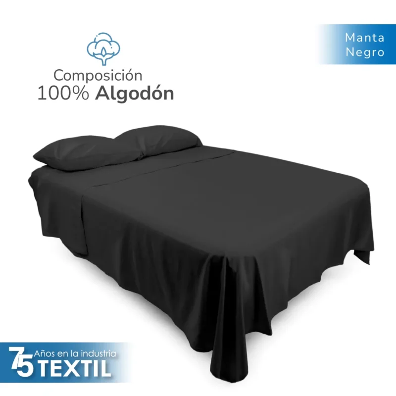 Sábana Plana King Size Manta Bramante – 2.80 X 2.70 m Negro