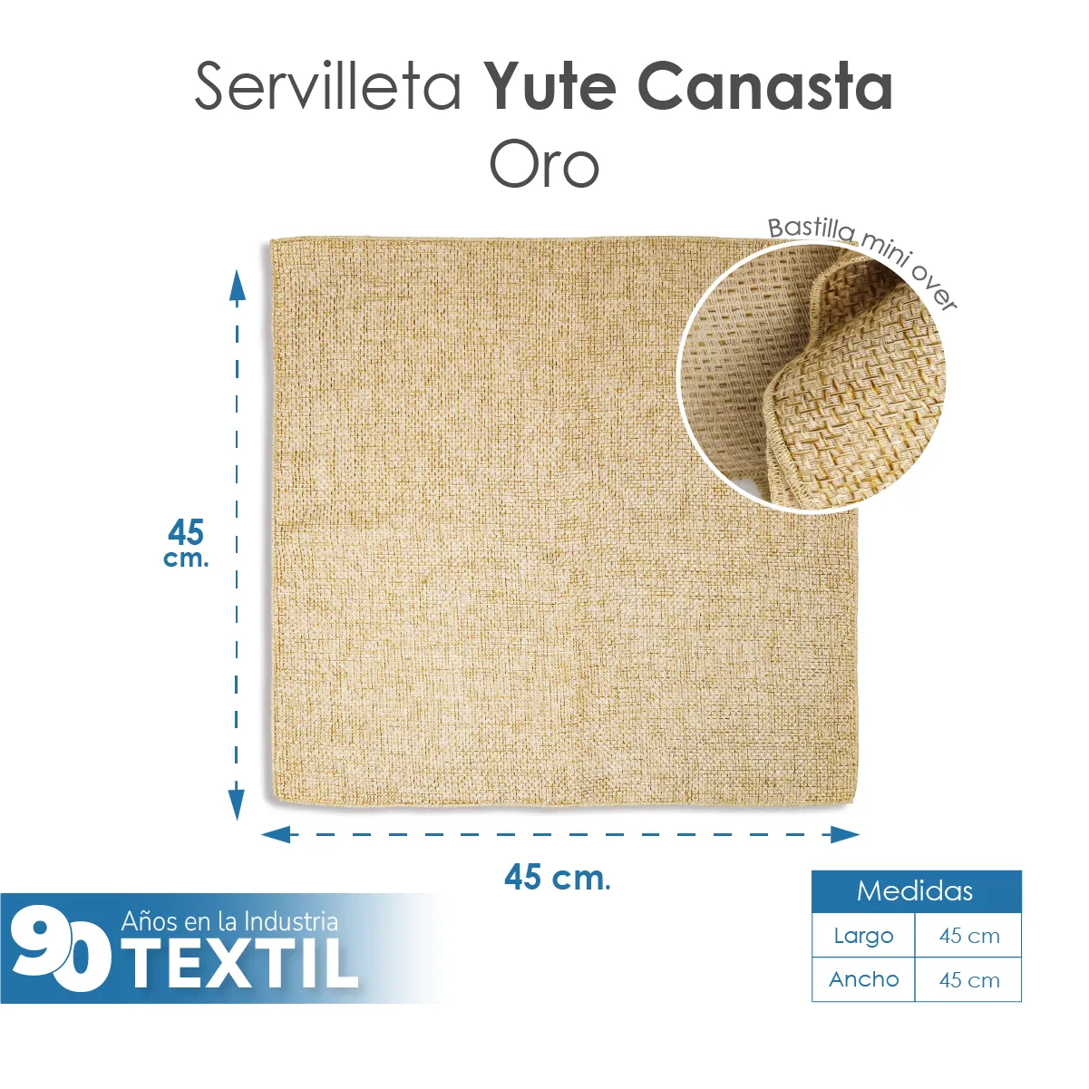 Servilleta Yute Canasta 45x45 cm Oro: imagen 2