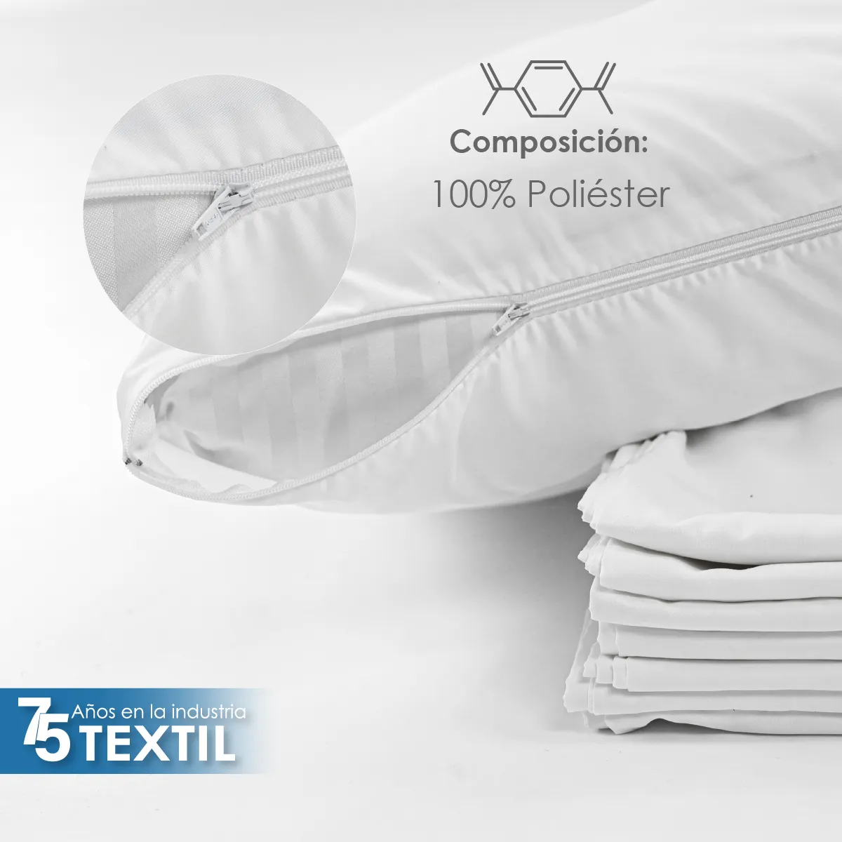 Funda de Almohada Microfibra con cierre Blanco: imagen 3