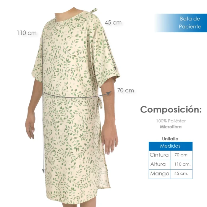 Bata de paciente Fantasía Hojas (Microfibra)