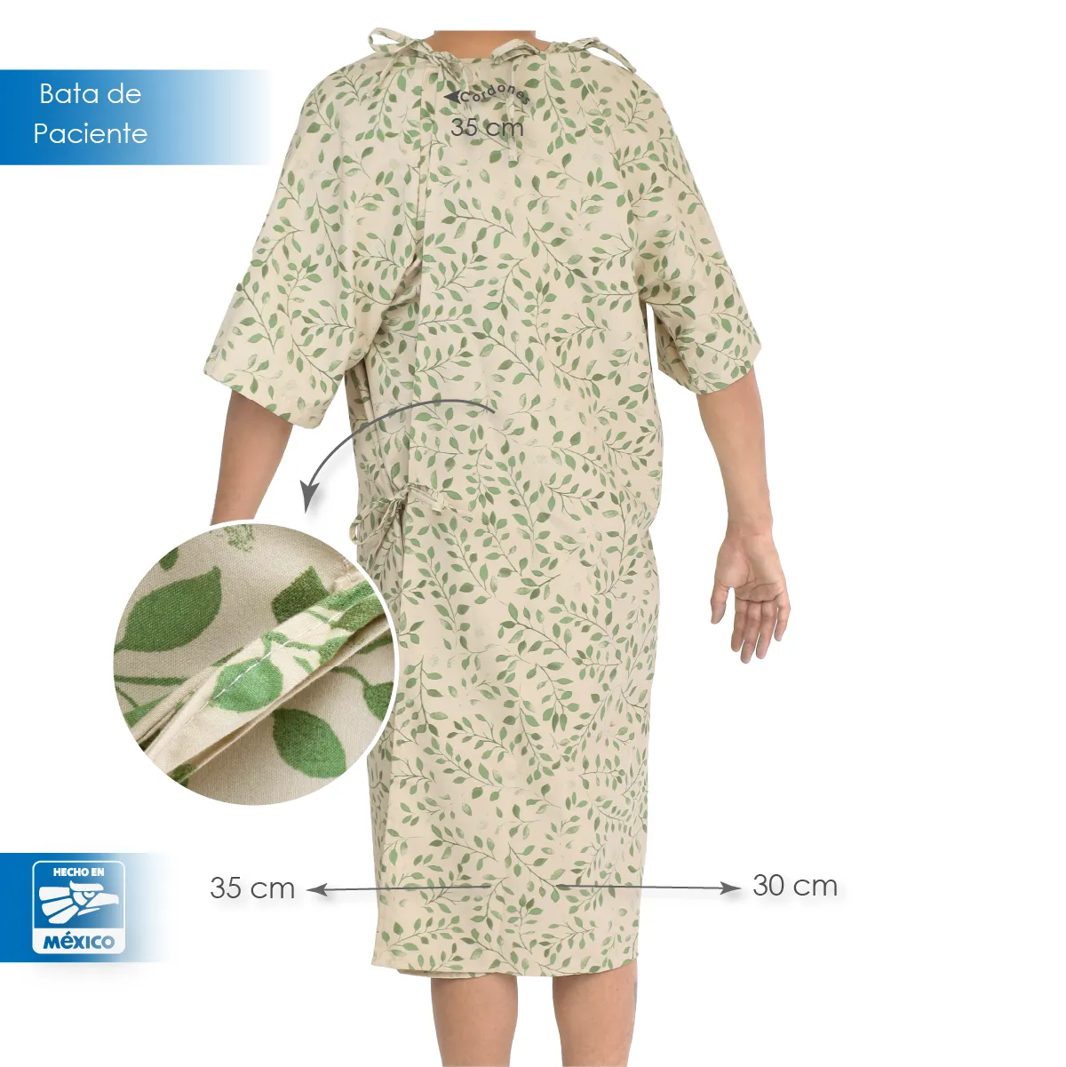 Bata de paciente Fantasía Hojas (Microfibra): imagen 4