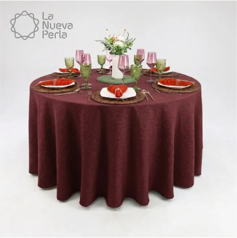 Mantel Redondo Lino Ginebra 2.90 D Tinto