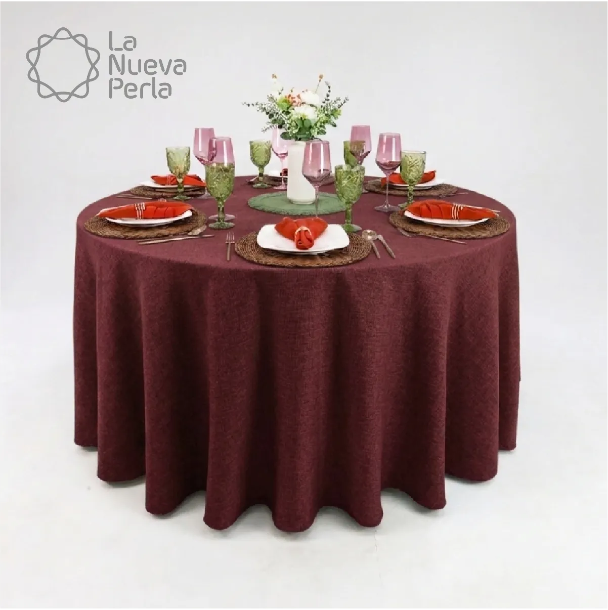Mantel Redondo Lino Ginebra 2.90 D Tinto: imagen 1