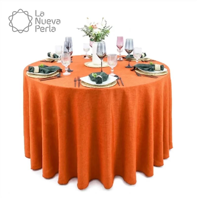 Mantel Redondo Lino Ginebra 2.90 D Naranja