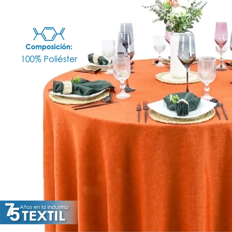 Mantel Redondo Lino Ginebra 2.90 D Naranja