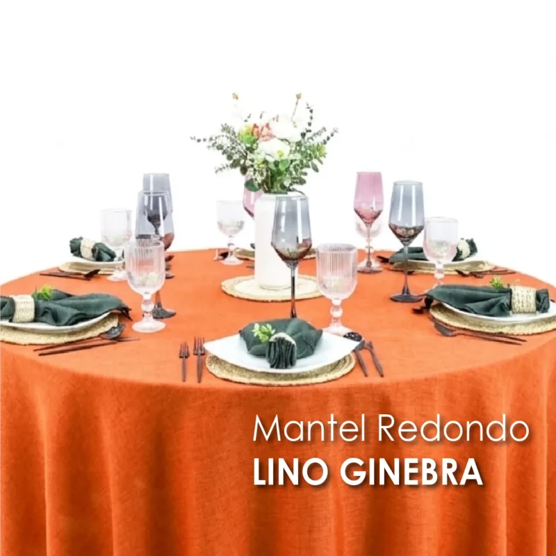 Mantel Redondo Lino Ginebra 2.90 D Naranja