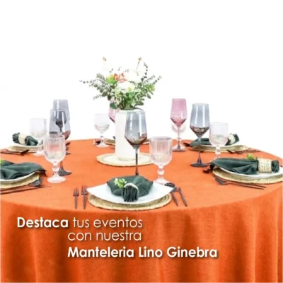 Mantel Redondo Lino Ginebra 2.90 D Naranja: imagen 6
