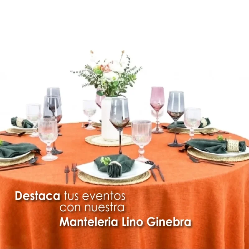 Mantel Redondo Lino Ginebra 2.90 D Naranja