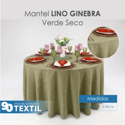 Mantel Redondo Lino Ginebra 2.90 D Verde Seco: imagen 2