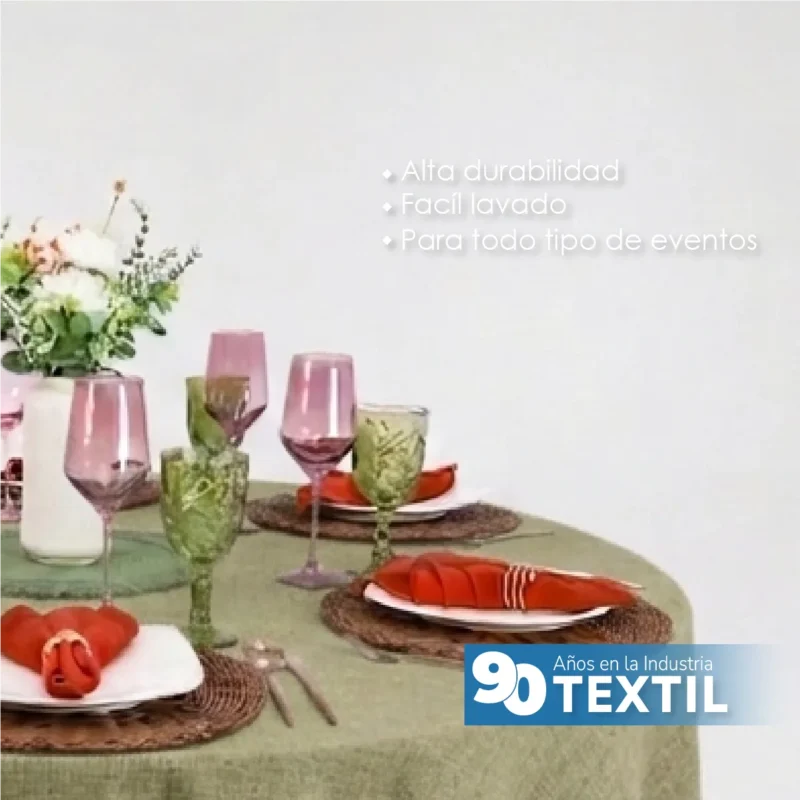 Mantel Redondo Lino Ginebra 2.90 D Verde Seco