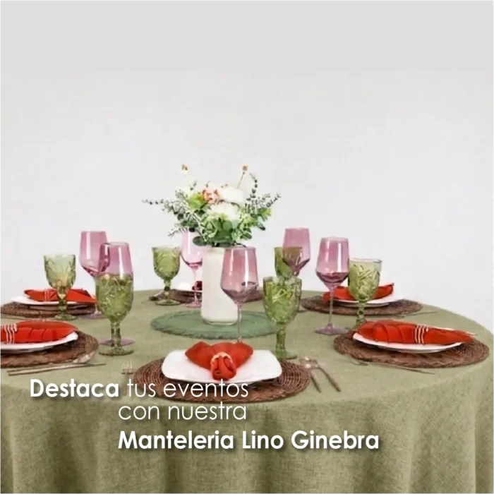 Mantel Redondo Lino Ginebra 2.90 D Verde Seco