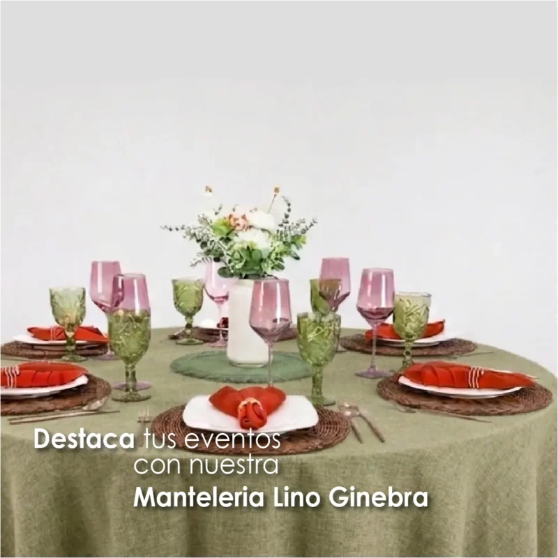 Mantel Redondo Lino Ginebra 2.90 D Verde Seco