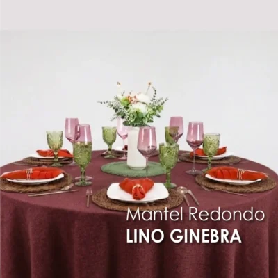 Mantel Redondo Lino Ginebra 2.90 D Tinto: imagen 3