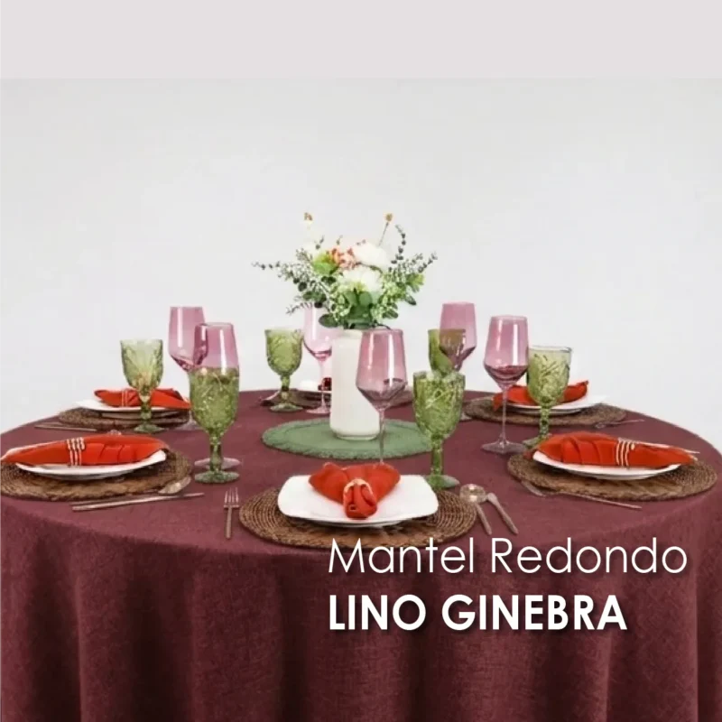 Mantel Redondo Lino Ginebra 2.90 D Tinto
