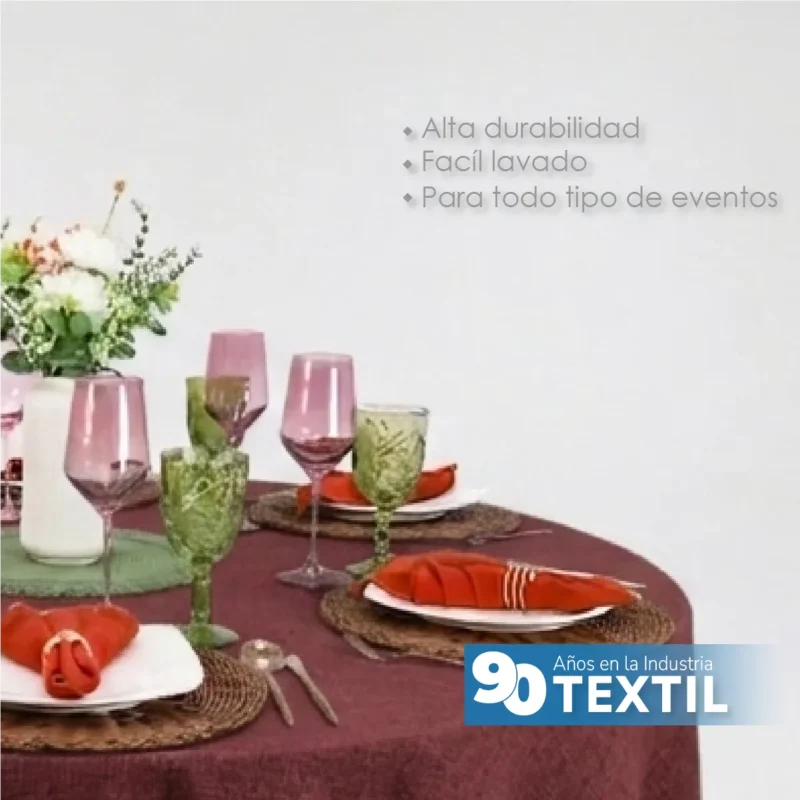 Mantel Redondo Lino Ginebra 2.90 D Tinto
