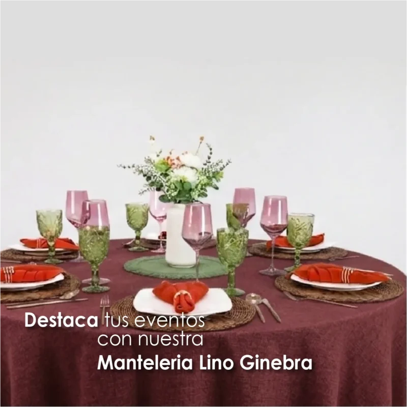 Mantel Redondo Lino Ginebra 2.90 D Tinto