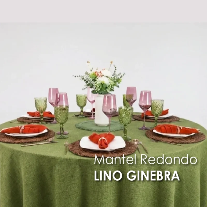Mantel Redondo Lino Ginebra 2.90 D Olivo