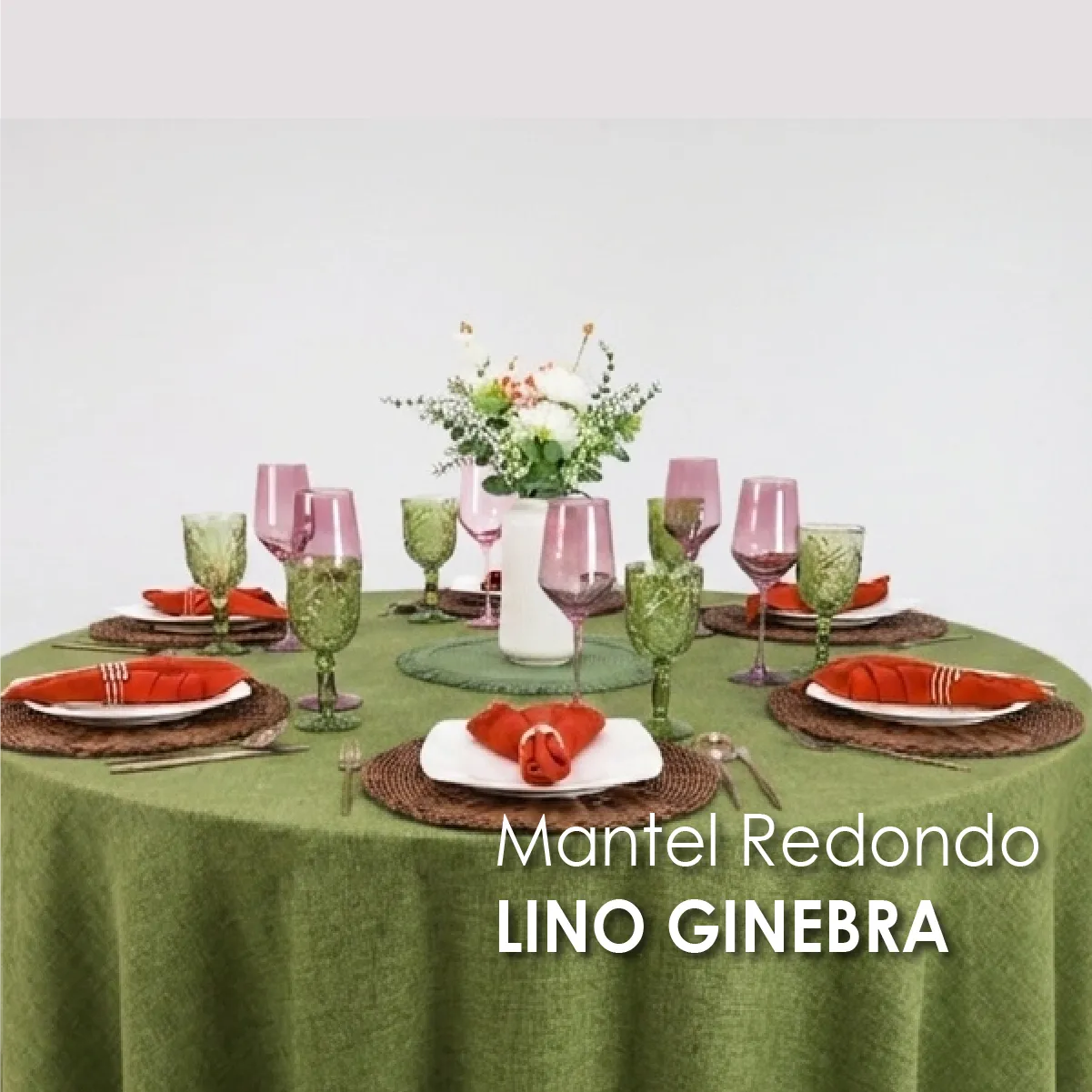 Mantel Redondo Lino Ginebra 2.90 D Olivo: imagen 3