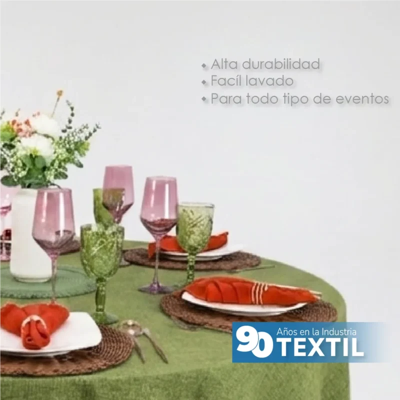 Mantel Redondo Lino Ginebra 2.90 D Olivo