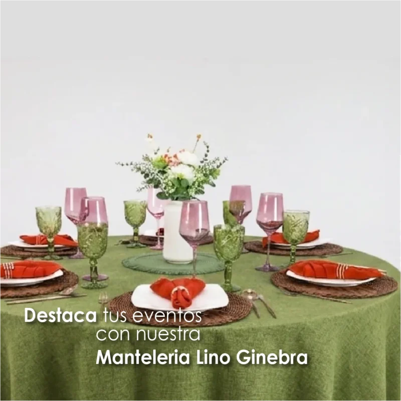 Mantel Redondo Lino Ginebra 2.90 D Olivo