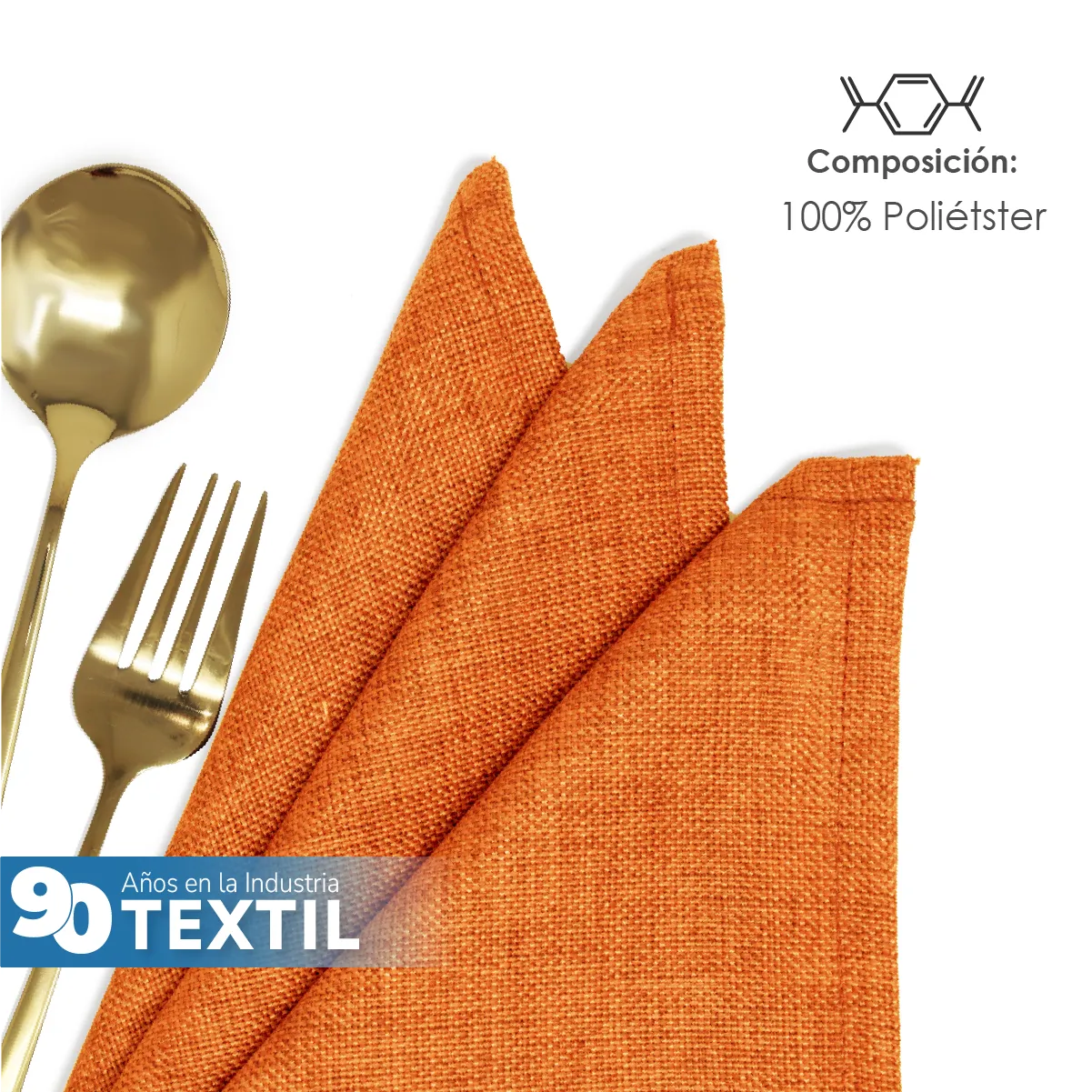 Servilleta Lino Ginebra 45x45 cm Naranja: imagen 3