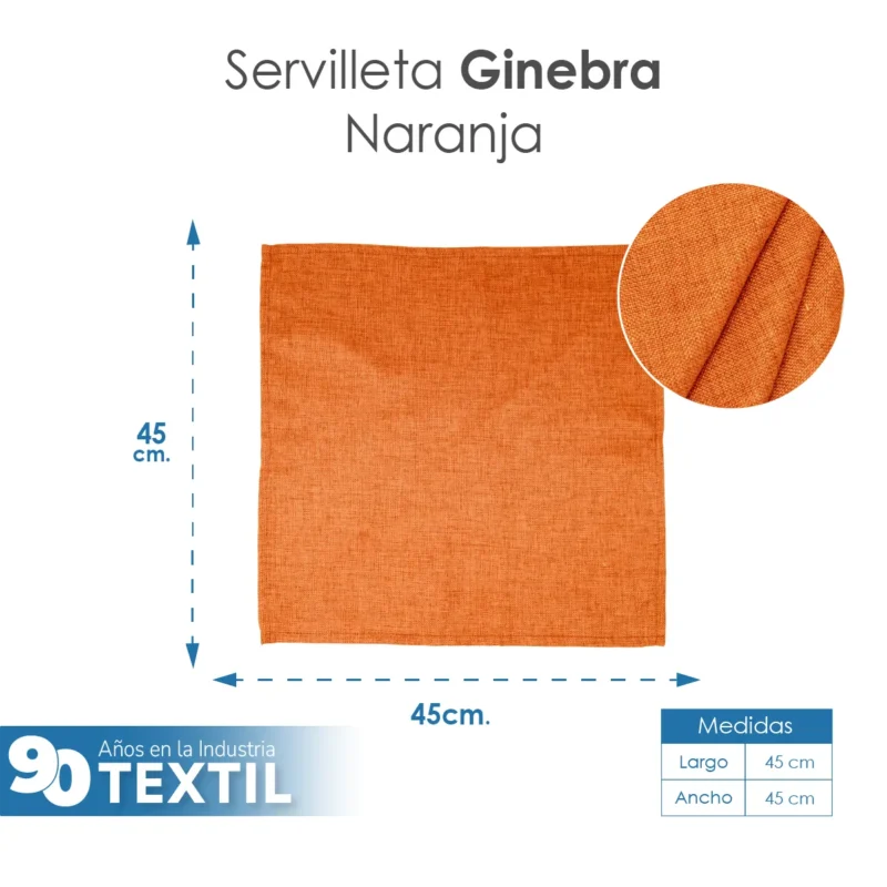 Servilleta Lino Ginebra 45x45 cm Naranja