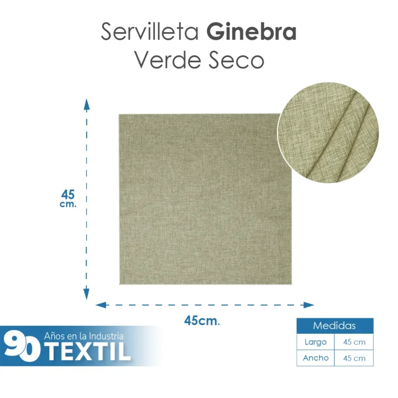Servilleta Lino Ginebra 45x45 cm Verde Seco