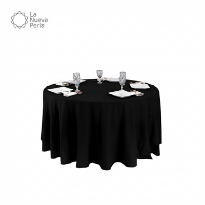 Mantel Redondo Lino Venecia Negro 3.30 m Diámetro 100% Poliéster
