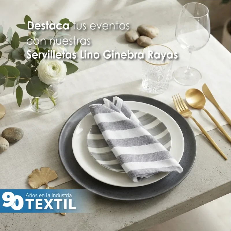 Servilleta Lino Ginebra 45x45 cm Rayas Gris