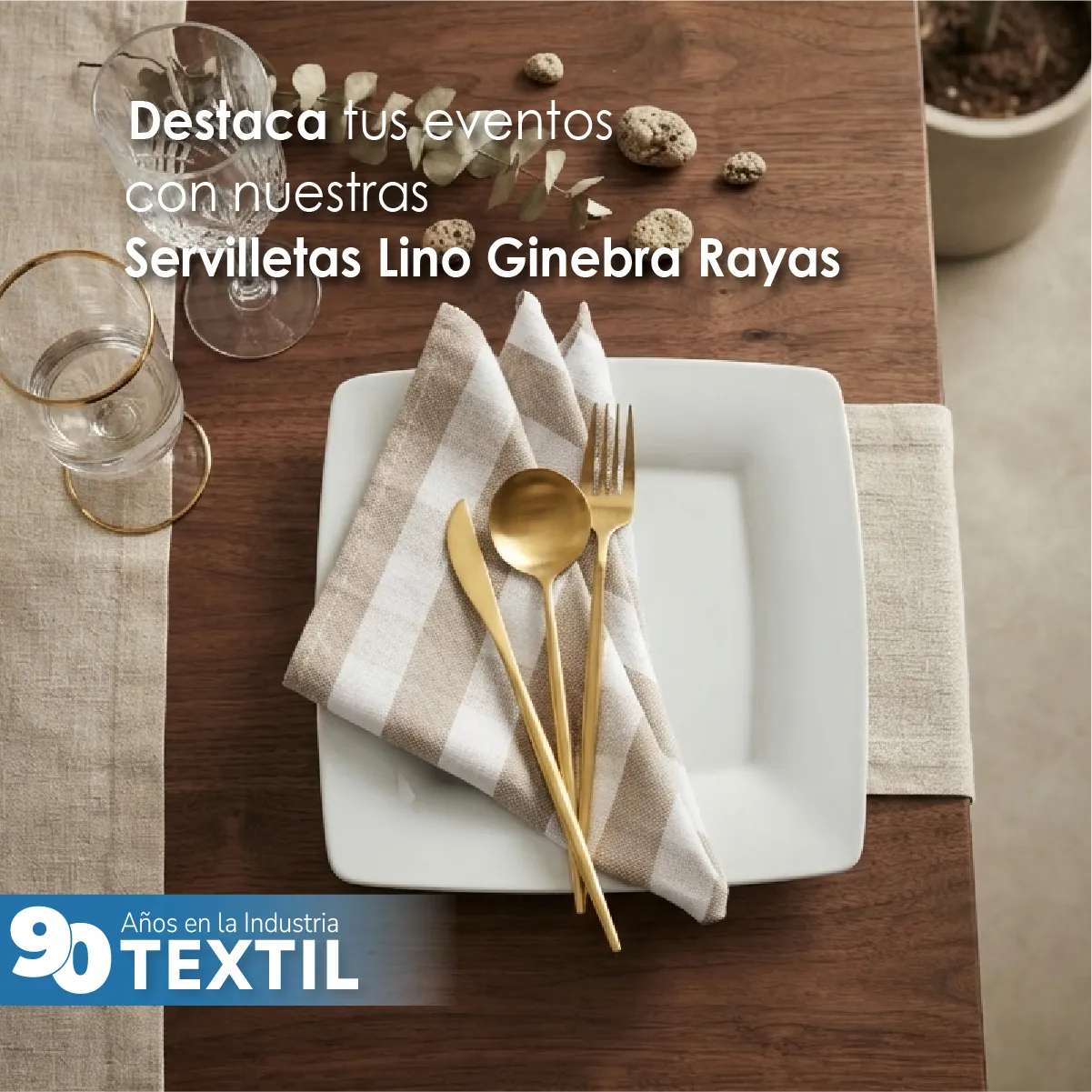 Servilleta Lino Ginebra 45x45 cm Rayas Kaky: imagen 8