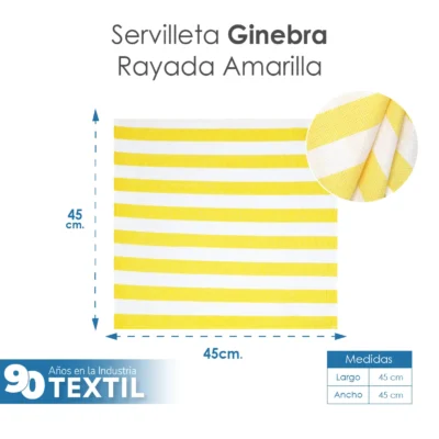 Servilleta Lino Ginebra 45x45 cm Rayas Amarilla: imagen 2