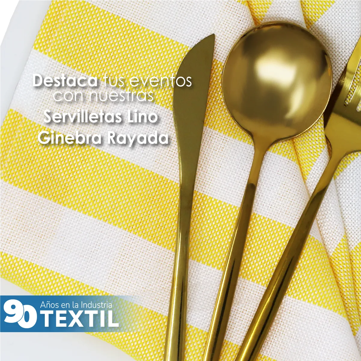 Servilleta Lino Ginebra 45x45 cm Rayas Amarilla: imagen 4