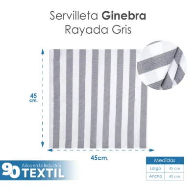 Servilleta Lino Ginebra 45x45 cm Rayas Gris: imagen 2