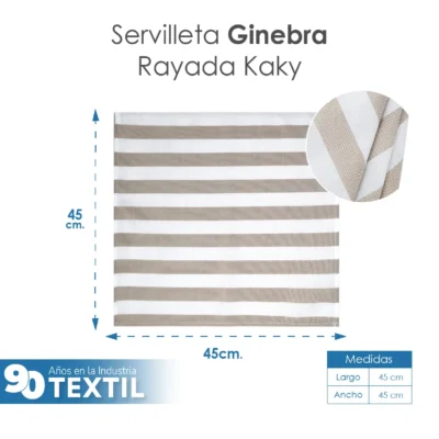 Servilleta Lino Ginebra 45x45 cm Rayas Kaky: imagen 2