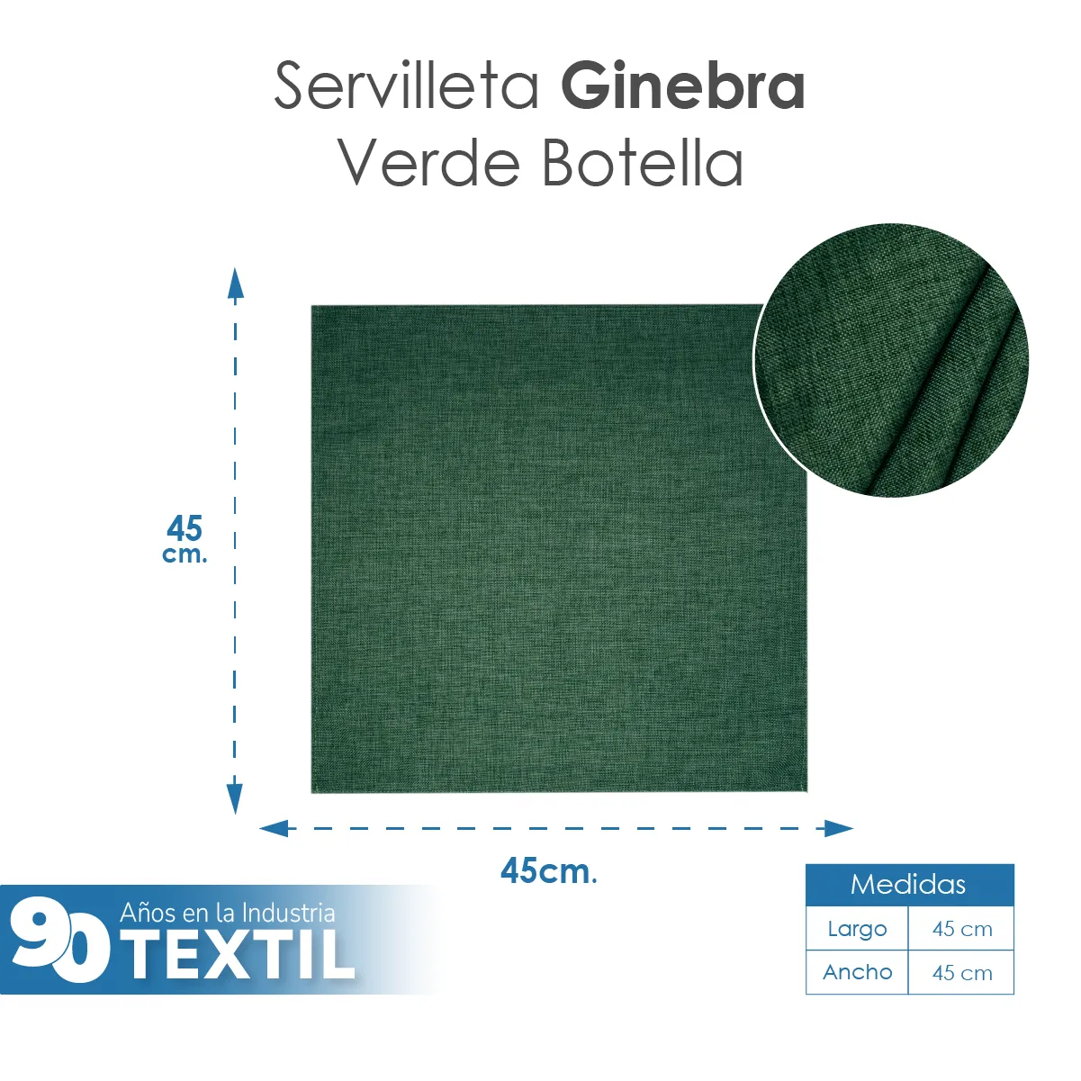 Servilleta Lino Ginebra 45x45 cm Verde Botella: imagen 2