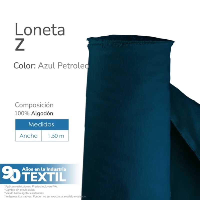 Loneta Z 1.50 M ancho Azul Petróleo