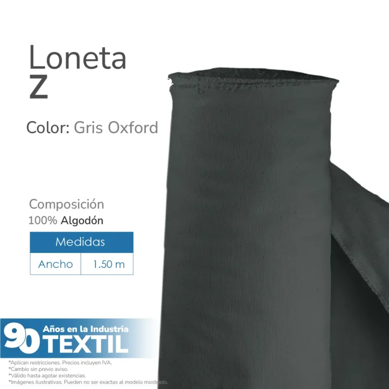 Loneta Z 1.50 M ancho Gris Oxford
