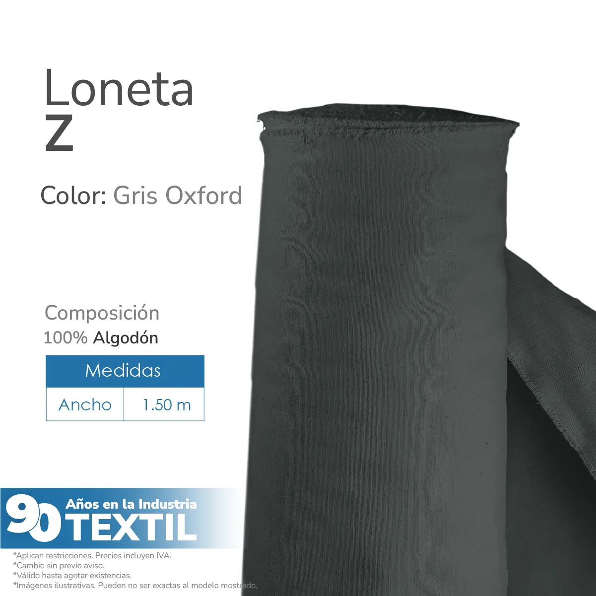 Loneta Z 1.50 M ancho Gris Oxford: imagen 2