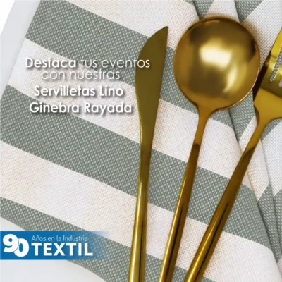 Servilleta Lino Ginebra 45x45 cm Rayas Verde: imagen 6