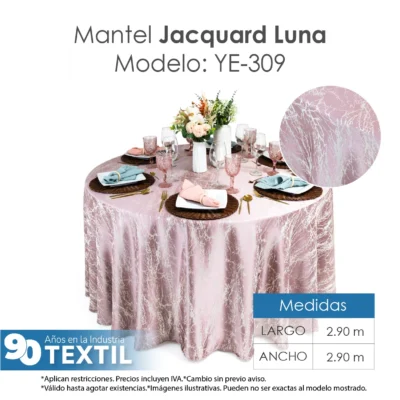 Mantel Yackard Luna Redondo YE-309 Rosa: imagen 2
