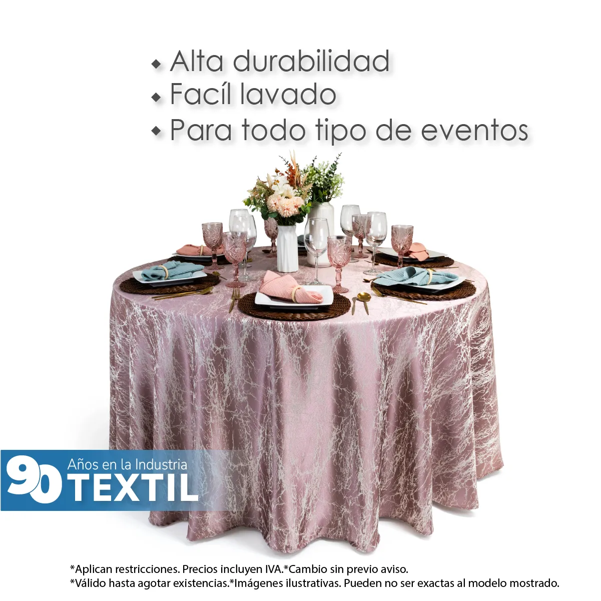 Mantel Yackard Luna Redondo YE-309 Rosa: imagen 5