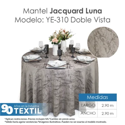 Mantel Yackard Luna Redondo YE-310 Gris: imagen 2