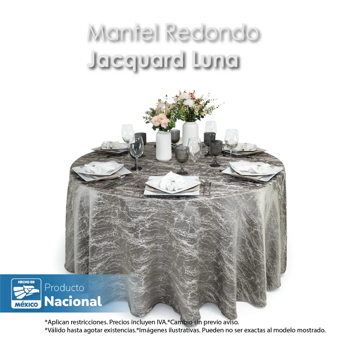 Mantel Yackard Luna Redondo YE-310 Gris: imagen 7